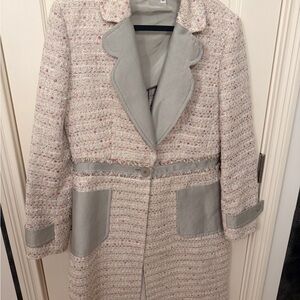 Carolina Herrera Cream and Gray Trench Coat